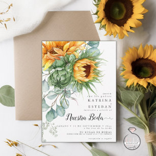 Boda española rústica de girasoles amarillos einladung