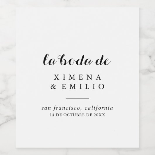 Boda Española Wine Labels Weinetikett (Einzelnes Label)