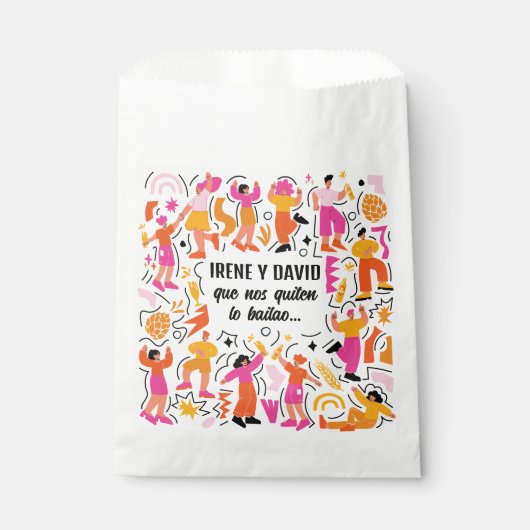 Boda Festivalera - Baile Disco - Naranja y Rosa Geschenktütchen (Vorderseite)