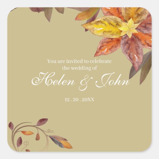 Boda Otoñal Quadratischer Aufkleber (Vorderseite)