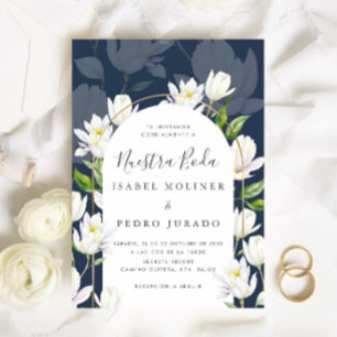 Boda Wedding Navy Watercolor Botanical Nuestra Einladung