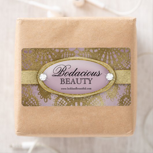 Bodacious Beauty Mauve Gold Lace Grosses Label (Insitu)