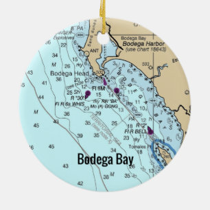Bodega Bay CA Chart Keramik Ornament