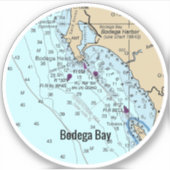 Bodega Bay-Seekarte Aufkleber (Vorderseite)
