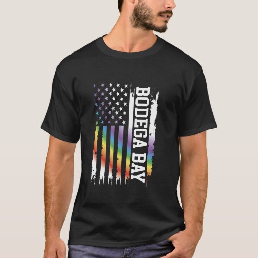 Bodega Bay United Staaten Distressed Rainbow w US  T-Shirt (Vorderseite)