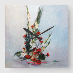 Bodegón der Blumen/Still life of flowers Quadratische Wanduhr