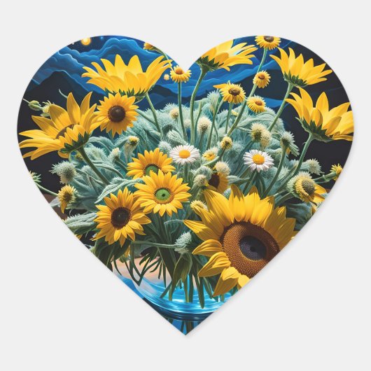 Bodegón Flores y Noche 1 - 001 Herz-Aufkleber (Vorderseite)