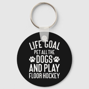 Boden-Hockey und Hunde Lustig Ich liebe Hunde und  Schlüsselanhänger
