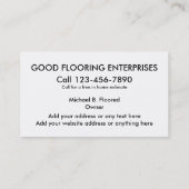 Bodenbelag-Visitenkarten Visitenkarte (Rückseite)