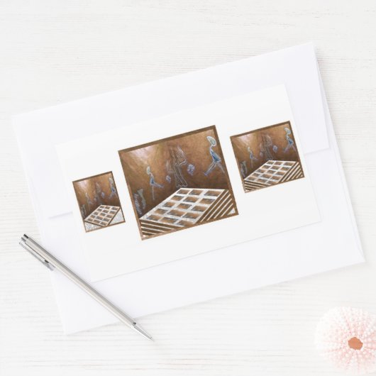 Bodenfliesen in der Nähe der Wand. Rechteckiger Aufkleber (Umschlag)