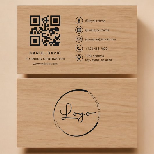 Bodenleger Holz Profi QR Code Visitenkarte