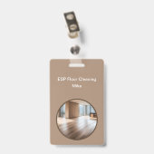 Bodenreinigung Moderne Abzeichen Ausweis (Rückseite mit Clip)