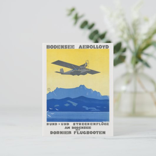 Bodensee Aerolloyd Vintage Poster 1925 Postkarte (Stehend Vorderseite)