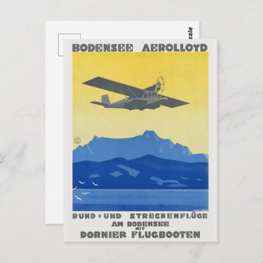 Bodensee Aerolloyd Vintage Poster 1925 Postkarte (Vorne/Hinten)