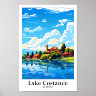Bodensee Deutschland Reisetafel Illustration Poster