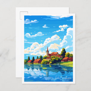 Bodensee Deutschland Vintage Reise Illustration Postkarte
