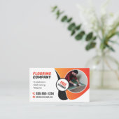 Bodenservice Holzfußboden Fliesen schwarz Orange Visitenkarte (Stehend Vorderseite)