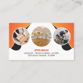 Bodenservice Holzfußboden Fliesen schwarz Orange Visitenkarte (Rückseite)