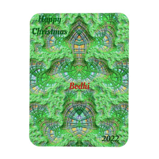 BODHI ~CHRISTMAS Karte Hell! ~ Rotes grünes Gelb Magnet (Vertikal)