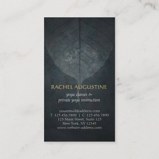 Bodhi Leaf OM Symbol für den Black & Gold Yoga Ins Visitenkarte (Rückseite)