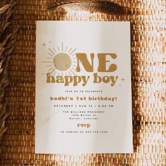 BODHI One Happy Boy First Trip rund um Sun Birthda Einladung