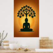 Bodhi Tree Buddha Meditation Art - Zen Spiritual E Poster (Küche)