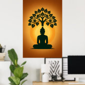 Bodhi Tree Buddha Meditation Art - Zen Spiritual E Poster (Heimbüro)