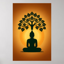 Bodhi Tree Buddha Meditation Art - Zen Spiritual E Poster