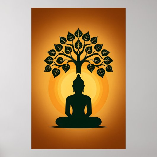 Bodhi Tree Buddha Meditation Art - Zen Spiritual E Poster (Vorne)