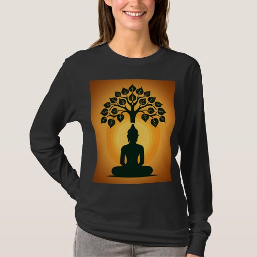 Bodhi Tree Buddha Meditation Art - Zen Spiritual E T-Shirt (Vorderseite)