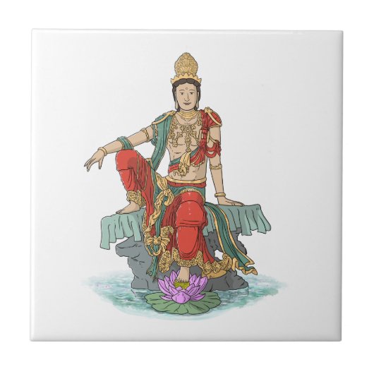 Bodhisattva aus Keramik des Mitgefühls Fliese (Vorderseite)