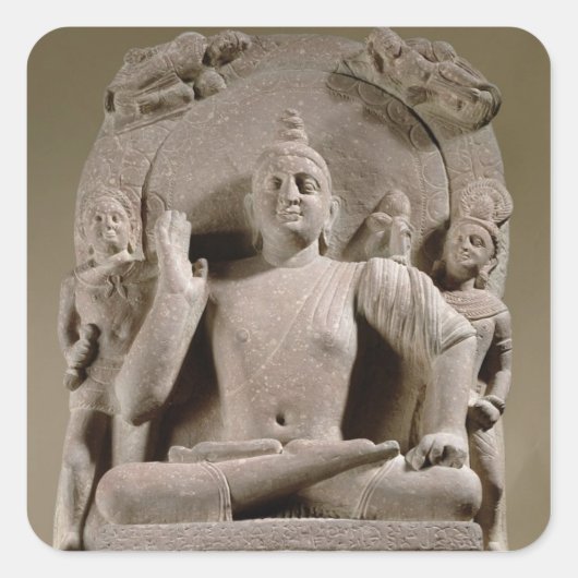 Bodhisattva, Mathura (roter Sandstein) Quadratischer Aufkleber (Vorderseite)