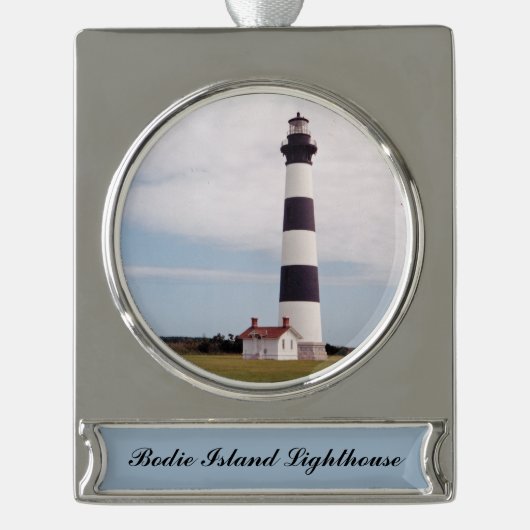 Bodie-Insel-Leuchtturm Banner-Ornament Silber (Vorderseite)