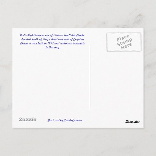 Bodie Island Lighthouse OBX North Carolina Postkarte (Rückseite)