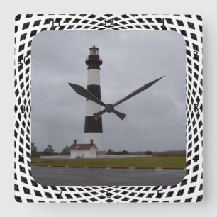 BODIE ISLAND LIGHTHOUSE- QUADRATISCHE WANDUHR