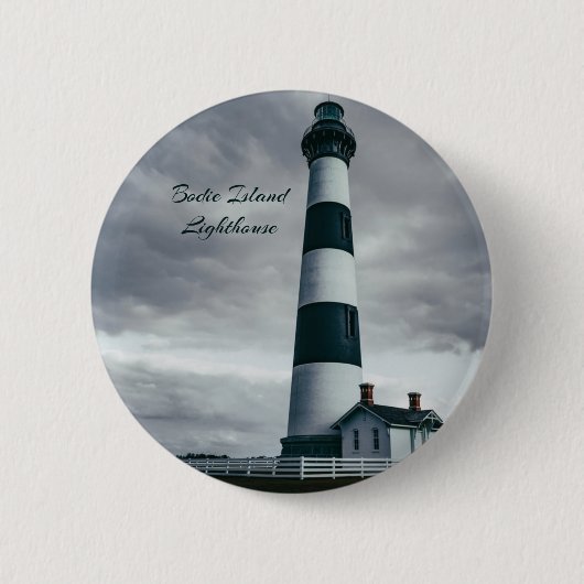 Bodie Island Lighthouse Schwarzweiß Button (Vorderseite)