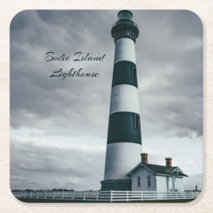 Bodie Island Lighthouse Schwarzweiß Rechteckiger Pappuntersetzer