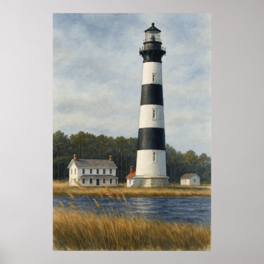 Bodie Island Lighthouse Watercolor Poster (Vorne)
