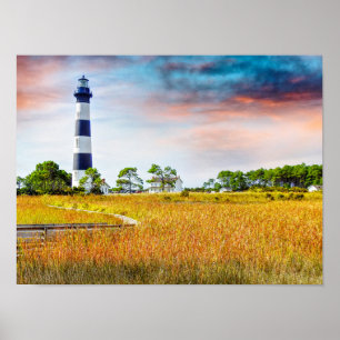 Bodie Lighthouse Äußere Banken Nord Carolina Art Poster