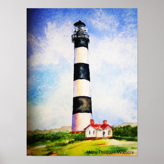 Bodie Lighthouse Wasserfarbe von Mary Dunham Walte Poster (Vorne)