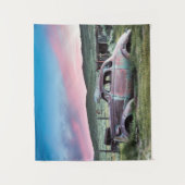 Bodie verrostete Auto am Sonnenuntergang Wandteppich (Vorderseite)