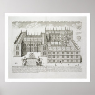 Bodleian Library, Oxford, from 'Oxonia Illustrata' Poster