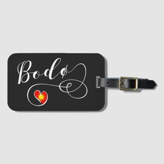 Bodø Flaggenherz, Norwegen, Bodö Gepäckanhänger (Vorderseite (Horizontal))