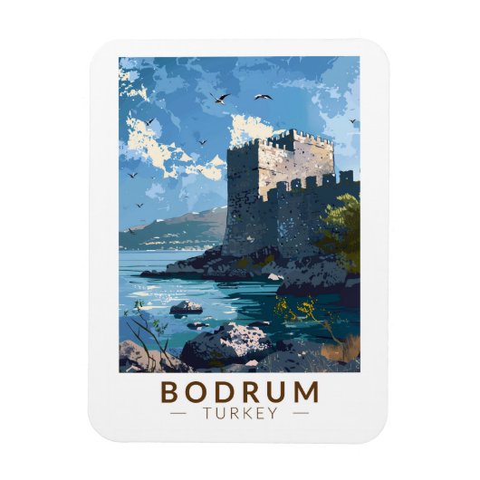 Bodrum Castle Turkey Vintage Art Magnet (Vertikal)