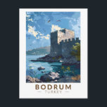 Bodrum Castle Turkey Vintage Art Postkarte<br><div class="desc">Bodrum Retrovektor Vektor Reise Design. Bodrum ist eine Stadt auf der Halbinsel Bodrum,  die sich von der Südwestküste der Türkei bis ins Ägäische Meer erstreckt. Die Stadt verfügt über zwei Buchten mit Blick auf das Schloss Bodrum.</div>