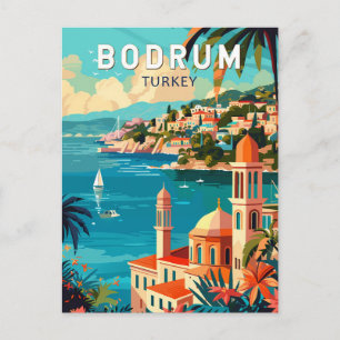 Bodrum Türkei Reise Kunst Vintage Postkarte