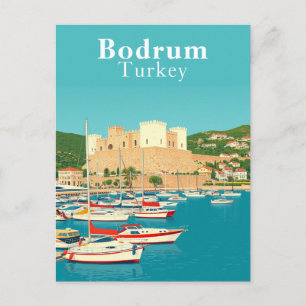 Bodrum, Türkei Retro Art Postkarte