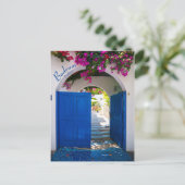 Bodrum Turkey Blue Door Postkarte (Stehend Vorderseite)