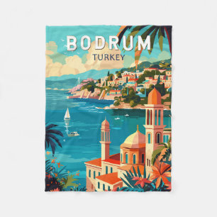 Bodrum Turkey Reisen Art Vintag Fleecedecke