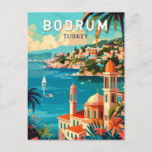 Bodrum Turkey Reisen Art Vintag Postkarte (Vorderseite)